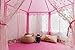 Pericross Snowflake Veil Hexagon Princess Play Tent with Metal Frame and 10M 100 Diodes LED Brass Wire Lights and Flash Control (Pink)