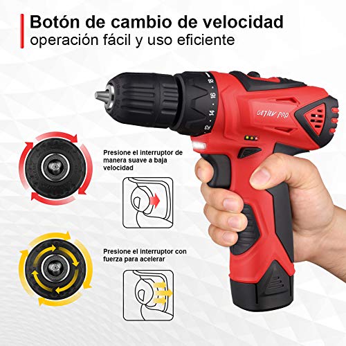 Taladro-Atornillador-12V-DETLEV-Pro-Destornillador-Elctrico-2-Velocidades-Par-Mx-28Nm-181-con-1-Batera-Recargable-de-iones-de-Litio-2000mAh