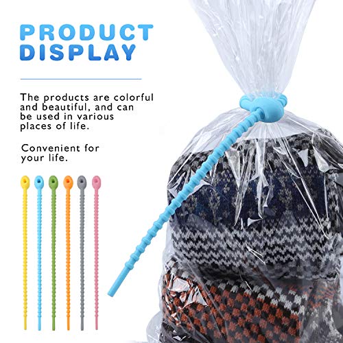 Silicone Ties, Reusable Rubber Ties 30 Pack Multi Use Twist Ties for Kitchen Food Grade Bread Tie Colorful Cable Ties - Thumbnail 5