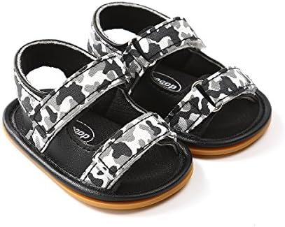 LUWU Baby Boy Girls Anti-Slip Sole Sandals Crib Shoes (0-6 Months, White Camouflage)