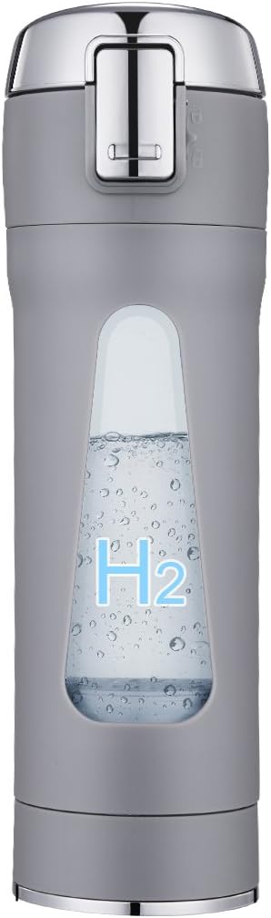 GOSOIT d'hydrogène Bouteille d'eau, Eau Ionise l'eau alcaline Générateur d'hydrogène Machine à Machine Portable Bouteille d'eau Filtre, Non-Electrolytic (SS-Grey-Upgrade)