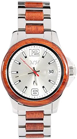 Original Hawaiian Koa Wood Stainless Steel Mechanical Watch White Color Dial