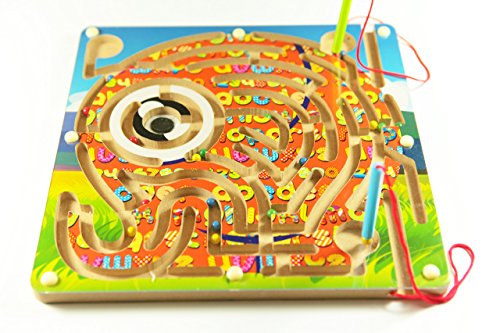 TOWO Wooden Snakes and Ladders and Elephant Magnetic Labyrinth 2 in 1 Board Game - Wooden Board Game and Labyrinth Puzzle Board for Children Wooden Toys for 3 Year olds Kids