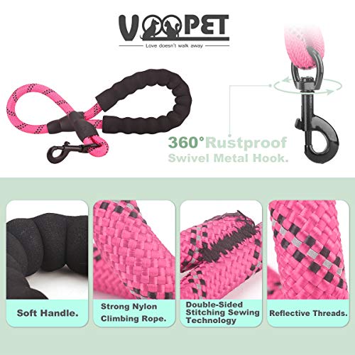 voopet 2 Feet Nylon Dog Leash, Strong Leash with Highly Reflective Threads for Medium Large Heavy Duty Dog Leads, Easy Control with Short Dog Leash for Climbing Training Walking and Guiding Blind