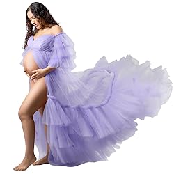 Tianzhihe Fluffy Tulle Maternity Robe for