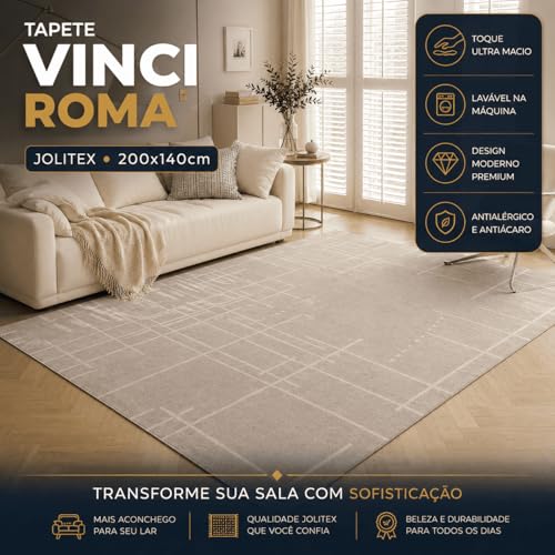 Tapete Vinci Jolitex Pelo Baixo 100% Poliéster Antialérgico 140x200cm - Roma