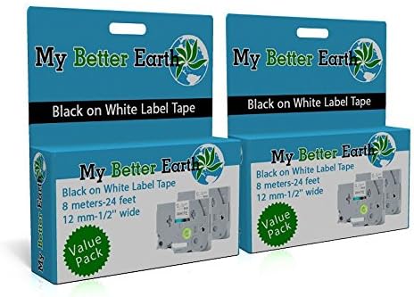 2 Pack Compatible For Brother P-Touch Laminated Tze Tz Label Tape Cartridge (label maker TZe-231, Tze231) Black on White, 0.47"(12mm) x 8m(26.2ft)