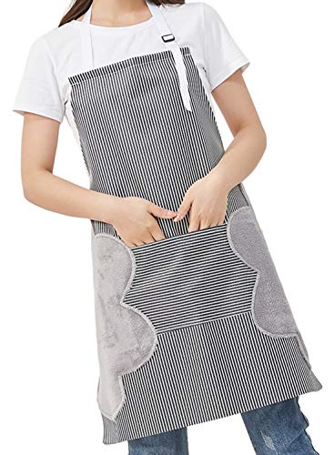 AARainbow 1 Pack Waterproof Oxford Cloth Adjustable Cooking Apron Easy to Use Chef Kitchen Smock Nail Bib Unisex Server Apron with 1 Big Pocket for Chef Women Kids Teen Girls Kids Men (Gray) - Thumbnail 6