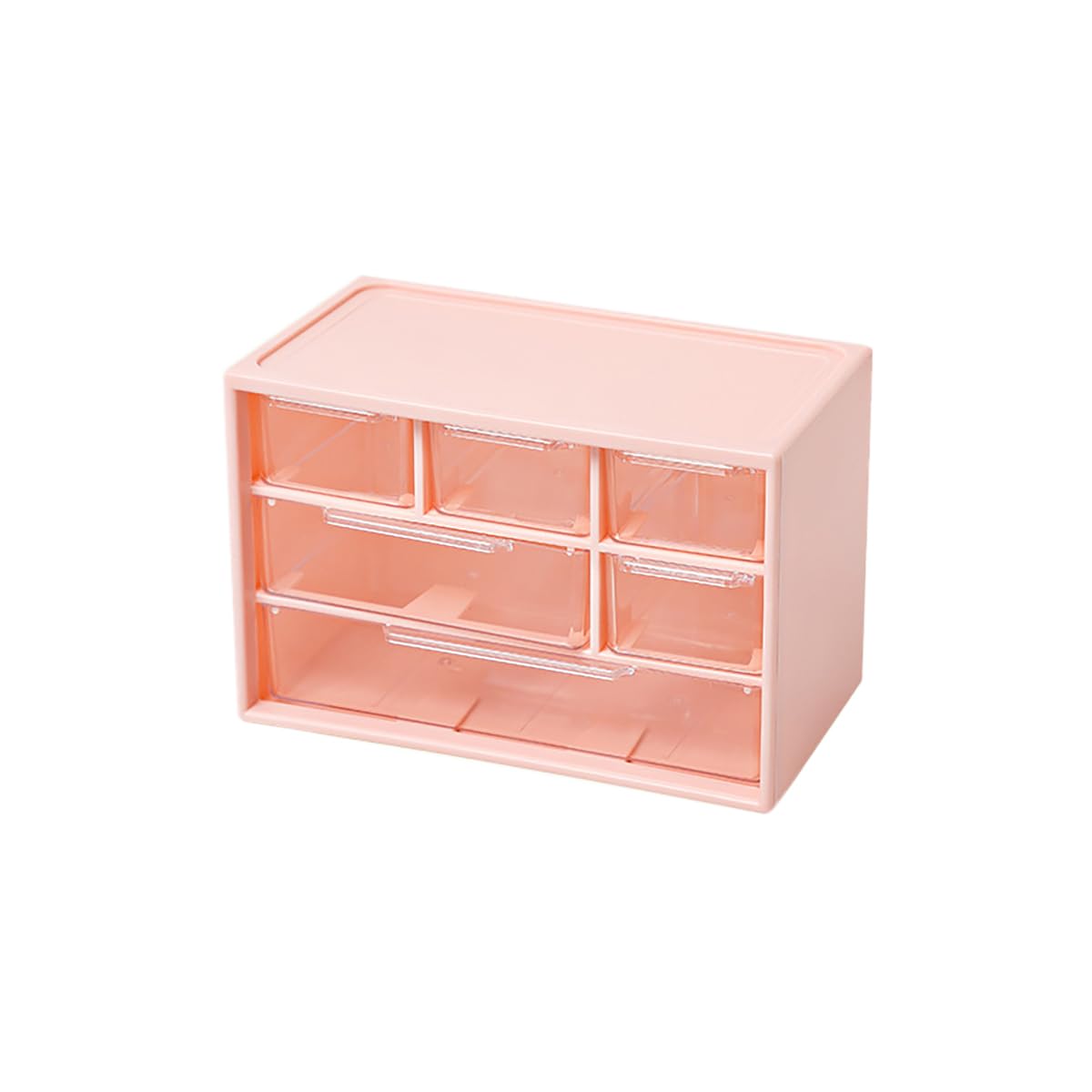 Verve Jelly Desktop Drawer Organizer Mini Storage Box Stackable Organizer Storage Bins with 6 Drawers Space Saving Small Drawers for Crafts Small Tools Sationary and Hardware, 7.1 * 4.7 * 3.9in, Pink