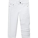 SHION7 Kid's Jeans, Skinny Fit White Jean Pants for Boy, Tactical Denim Trousers for Children, Toddler Boy Jeans
