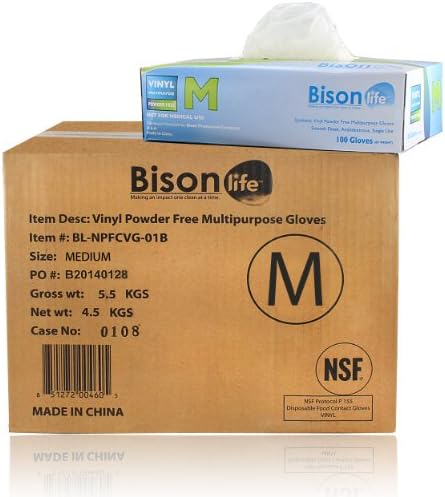 Food Handling NSF Multi Purpose Disposable Vinyl Gloves (Medium - 1000/box)
