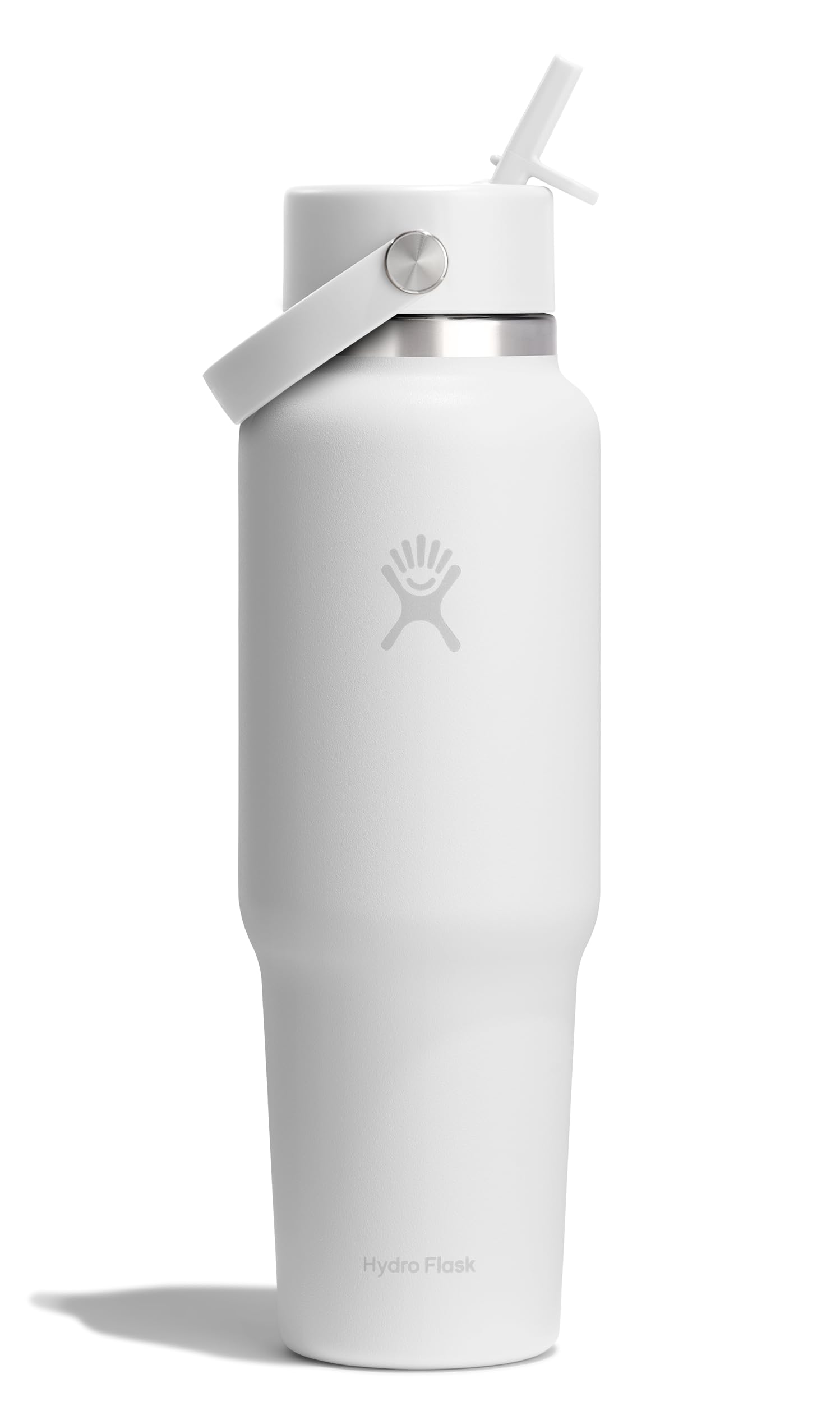 Hydro Flask Travel Water Bottle - Insulated Stainless Steel - Wide Straw Lid, Non Spill, Leakproof in 40 Oz Tonal White Image