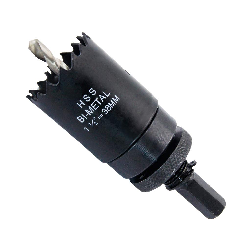 LAIWEI 1.5inch Bi-Metal Hole Saw, 38mm HSS, Carbon Steel, Heavy Duty Mandrel, Compatible with Most Drills, Ideal for Metal, Wood, Plastic