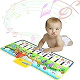 DITHIN Piano Mat for Toddler, Musical Piano Keyboard Mat Dance Mat Funny Animal Touch Carpet Musical Blanket Toys for Littler Girl Boys Birthday Xmas Presents Gifts for Baby Toddler Kids Green