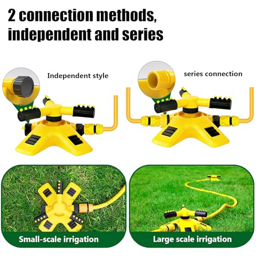 Lawn Sprinkler 360 Degree Sprinkler, Garden Irrigation System with a 10 Metre Long Leather Tube, Automatic Lawn Sprinkler Water 3-Arm Rotating Sprinkler with Quick Connector for Garden Lawn