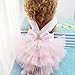 Wakeu Small Dog Girl Dress Pet Puppy Cat Lace Tutu Stripe Vest Skirt Clothes (M, Pink)