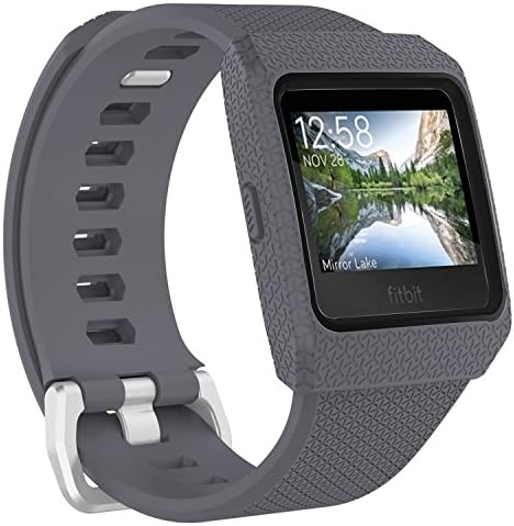 YOUKESI Fitbit Ionic Bands Large, Shockproof Protective Frame Case with Replacement Strap Band for Fitbit Ionic Fitness Smart Watch (Grey/Black Large)