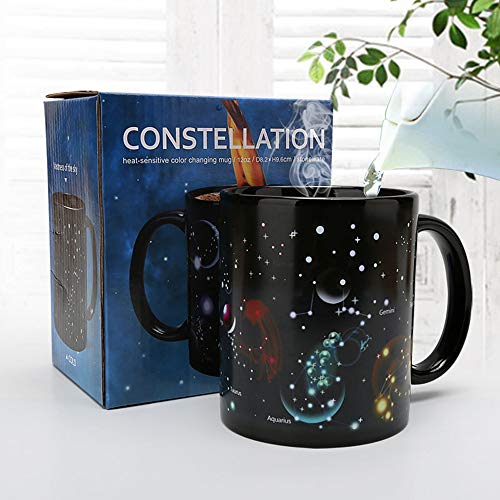 Constellation Mug Heat Changing Color Magic Coffee Mug Heat Sensitive Porcelain Tea Cup Morphing Creative Mug Home Ceramic Cup Novelty Mugs Xmas Funny Gifts(12 OZ)