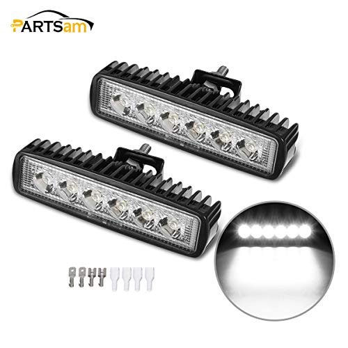 Partsam LED Light Bar 36W 6500K Super Bright Flood 6″LED Work Light Pods Single Row Off Road Led Light Driving Light Fog Light Boat Light Waterproof SUV ATV 4WD Car Truck Golf Cart 12V 24V IP68 2pcs