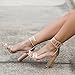 Women's Sexy Ankle Strap Sandal Transparent Open Toe Chunky High Heel Shoes (US 7, Gold)