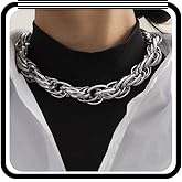 Wlahm 14K Gold Plated Geometric Choker Necklace for Women,Fashion Punk Statement Link Chain Adjustable Necklace Charm Formal Pageant Jewelry Gifts