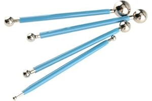 COMIART 4pcs Double-End Ball Embossing Stylus with Different Size Head for Clay Sculpture,Pottery Modeling, Ceramic Art, Rock