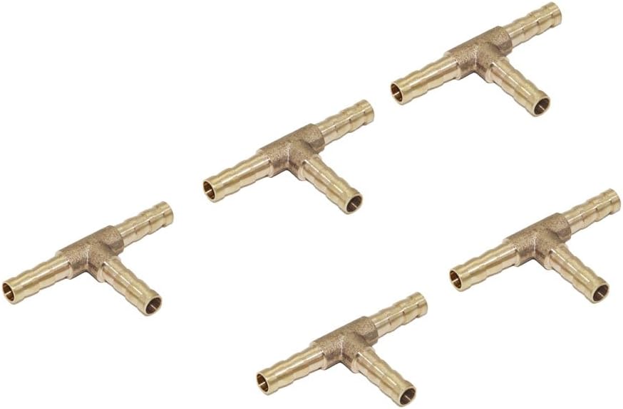 PETSOLA 5 Stücke 3 Way T Geformte Schlauch Barb Kreuzung Union Messing