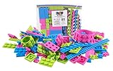 Premium Blue, Green, and Pink Soft Silicone Building Brick and Strap 132 Piece Patent Pending Set - Compatible with All Major Large and Standard Size Brands