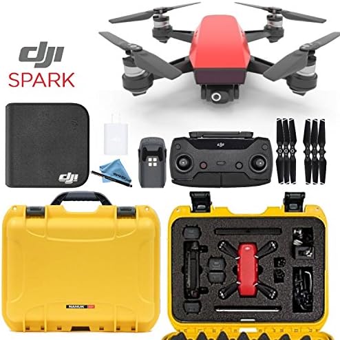DJI Spark + Custom Nanuk Waterproof Travel Case - Lava Red - Yellow Case