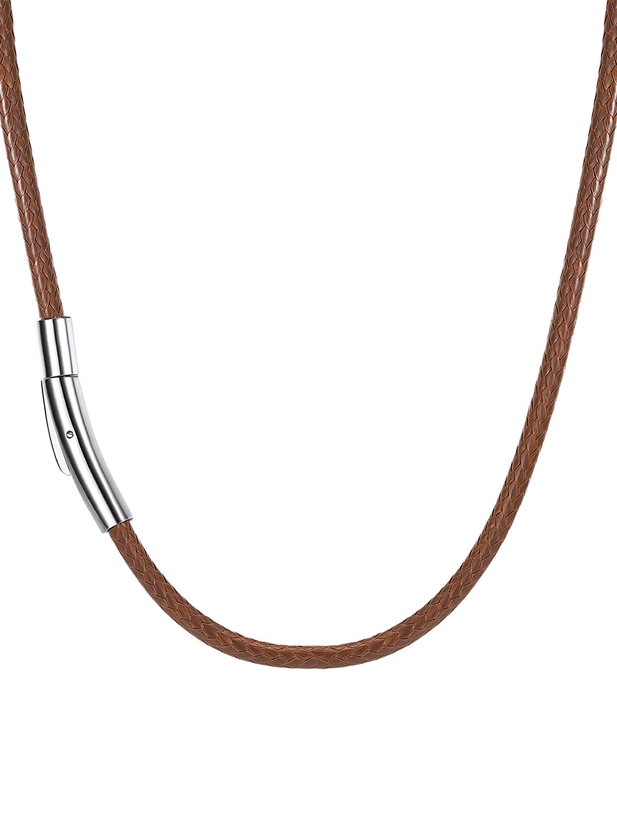 Richsteel Long Necklaces For Women Mens Pendant Waxed String Cord Necklace Brown Leather Rope With Clasp