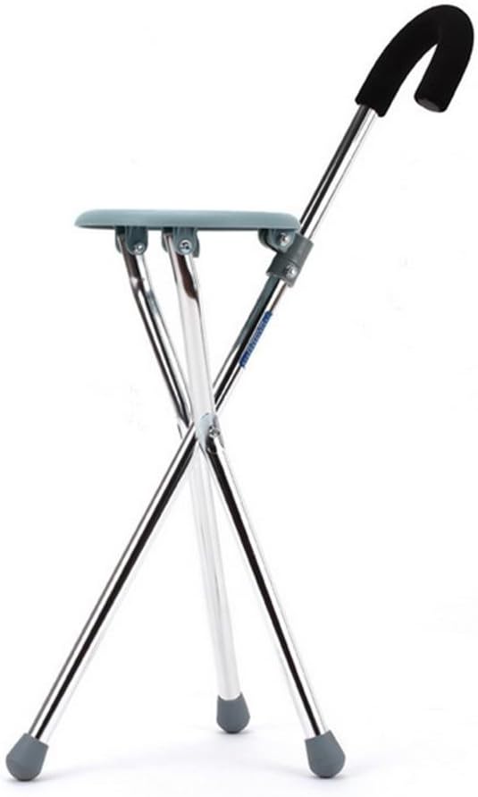 LPY-STAINLESS STEEL Elderly Crutches Stool Cane Folding Stool Lightweight Portable 3 Leg Base Seat Cane