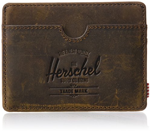 Herschel Supply Co. Men's Charlie Leather RFID Blocking Card Holder Wallet, Nubuck Leather