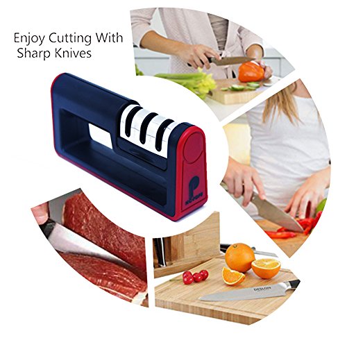 Utility Kitchen Knife Sharpener 3-Stage Sharpening Tool Knife Sharpening System By NCPOPU Manual Sharpener - Thumbnail 5