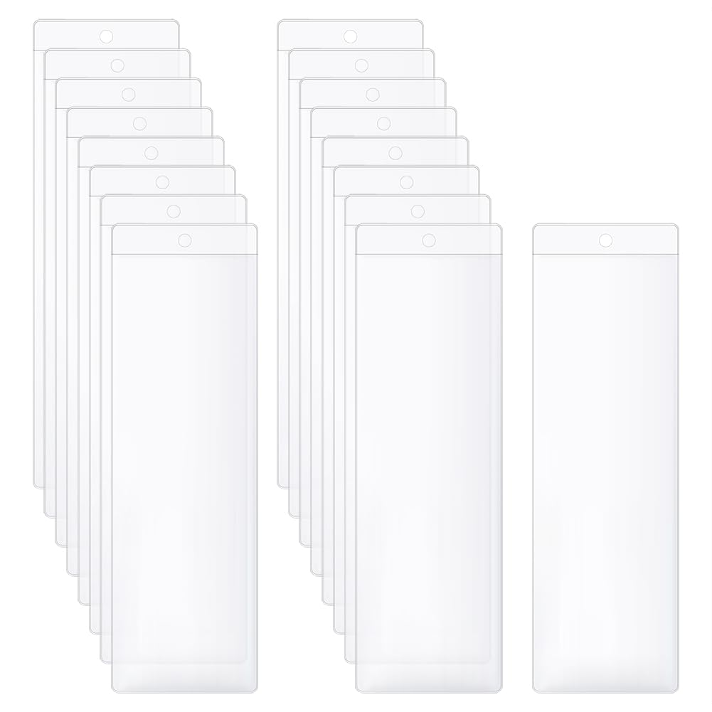 50 Pcs Clear Plastic Bookmark Sleeves Book Marker Covers Blank Bookmark Covers Holders Transparent Photo Strip Sleeves with Hole