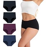 AMZCHPC Women's Cotton Underwear High Waisted Panties Soft Underpants (4Pack)