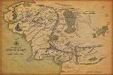 bribase shop Map of Middle Earth The Lord of The Rings Nice Silk Fabric Cloth Wall Poster Print (36x24inch)