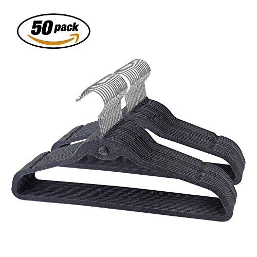 Velvet Hangers IEOKE Clothes Hangers Non Slip Coat Hangers Ultra Thin Space Saving with Heavy Duty 360 Swivel Hanger Hook - 50 pack