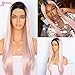 Sapphirewigs Fashion Blogger Silk Straight Dark Roots Ombre Pink Synthetic Lace Front Wedding Party Wigs