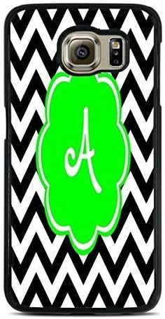 Black &amp; White Chevron Monogram Letter A Black Hardshell Case for Samsung Galaxy S6 EDGE