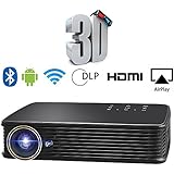 SeeYing I8 3500 Lumen Video Projector HD 3D Home Theater Portable Projector 1280x800 LED DLP Max 300'' Pico Mini Projector Android System Support 1080p WiFi Bluetooth Touch/Remote Control