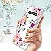 LUHOURI Galaxy s10 Case with Kickstand, Clear Case Girls Women Pink Floral Heavy Duty Protective Hard PC Back Case with Shockproof Slim TPU Bumper Designed for Samsung S10
