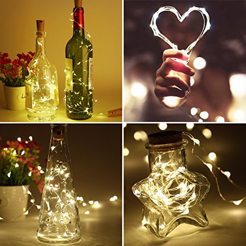 Wine Bottle Lights - LED Cork Lights for Bottle 20 LEDs, Battery Powered - Copper Wire Starry String Lights for Bottle DIY, Party, Decoration, Wedding (Pack of 9, Warm White)