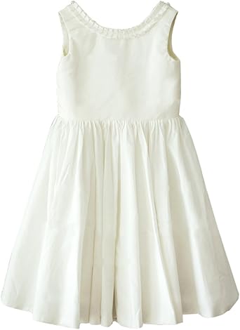 ivory satin flower girl dress