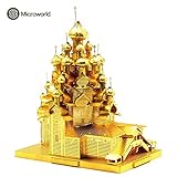 2016 Microworld 3D Metal Puzzle Russia The Church of the Transfiguration Building Model J028-G DIY 3D Laser Cut Assemble Jigsaw Toys - Gold
