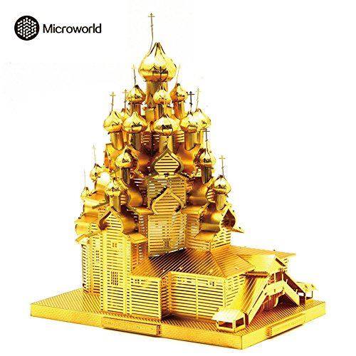 2016 Microworld 3D Metal Puzzle Russia The Church of the Transfiguration Building Model J028-G DIY 3D Laser Cut Assemble Jigsaw Toys - Gold