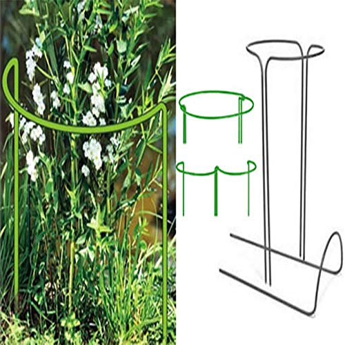 KRISMYA Garden Support Stake, 2-Pack Metal Half Round Garden Plant Support Ring Hoop, Border Support, Plant Support Ring Cage for Rose Hydrangea Vine (10" Wide x 15.8" High) - Thumbnail 2