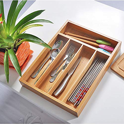 G-LEAF Bamboo Expandable Cutlery Tray Utensil Flatware, Tray Drawer Organizer