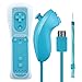2 in 1 WII Remote Nunchuck Controller,Prous XW13 WII motion plus Remote For Nintendo Wii-Blue