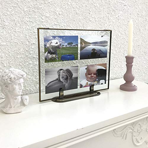 CANDIKO Floating 11x14 Picture Frame Table Top Metal Photo Frame (Antique Gold, Portrait or Landscape)