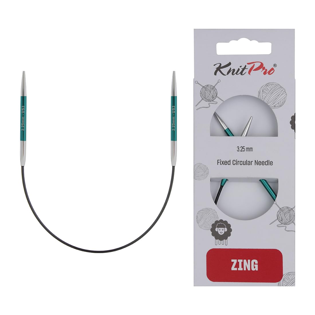KnitPro Zing Fixed Circular Needles 9" (22.5cm) | 3.25mm — image 1